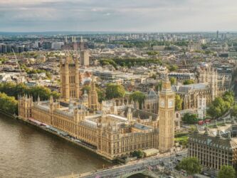 Palace of Westminster und Big Ben vom London Eye
